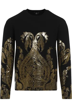 Etro Strik, Dame, Sort, S, Uld, Lamina Gold Striktrøje