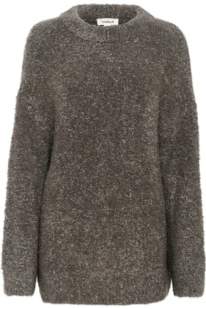Soaked in Luxury Strik, Dame, Grå, 2XL, Uld, Mørk Grå Strik Pullover Sweater