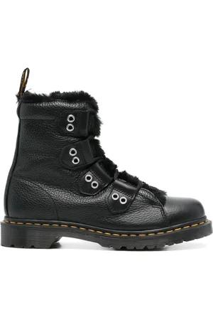 Dr. Martens Sko, Dame, Sort, 37 EU, Læder, Sorte Snørestøvler med Falsk Pelsforing