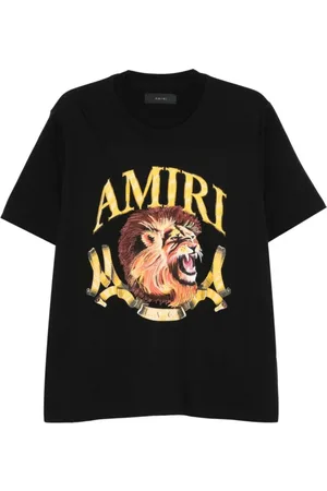 AMIRI Top, Herre, Sort, S, Bomuld, Løveprint T-shirt med korte ærmer