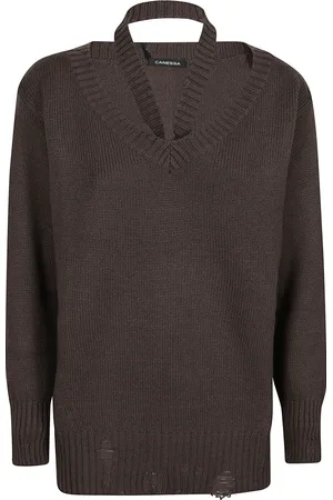Canessa Strik, Dame, Grå, XS, V Neck Sweater