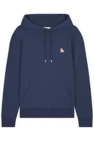 Maison Kitsuné Sweathshirts & Hoodies, Herre, Blå, XL, Bomuld, Bomuldshættetrøje med lille kontrastlogo