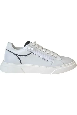 VALENTINO Sko, Herre, Hvid, 42 EU, Læder, Hvid læder sneaker med lynlås