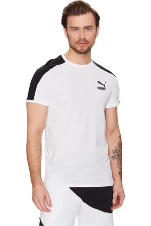 PUMA Top, Herre, Hvid, M, Bomuld, To-farvet Stretch T-shirt