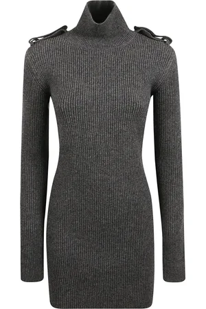 Alexander McQueen Kjole, Dame, Grå, M, Uld, Grå Rib Mini Kjole