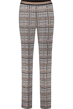 Betty Barclay Bukser, Dame, Grå, 3XL, Uld, Slim Fit Ternede Bukser