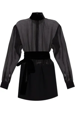 Dolce & Gabbana Kjole, Dame, Sort, 2XS, Uld, Gennemsigtig kjole med fløjl bælte