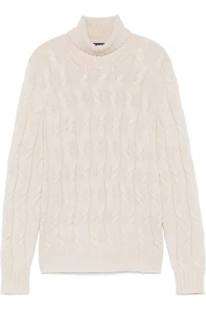 DRUMOHR Strik, Herre, Hvid, XL, Luksuriøst Hvid Turtleneck Strik til Mænd