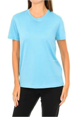Calvin Klein Top, Dame, Blå, XS, Bomuld, Kortærmet rund hals T-shirt