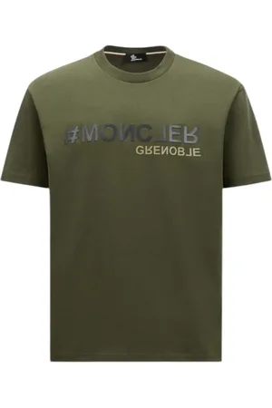 Moncler Top, Herre, Grøn, S, Bomuld, Mørkegrøn Logo T-shirt