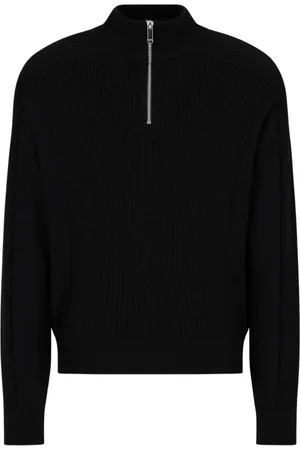 Armani Exchange Strik, Herre, Sort, S, Uld, Sort Lynlås Pullover Uld Bluse