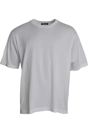 Dolce & Gabbana Top, Herre, Hvid, 3XL, Bomuld, Hvid Bomulds T-shirt med Rund Hals og Korte Ærmer