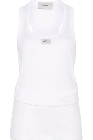COPERNI Top, Dame, Hvid, XS, Bomuld, Hvid Ærmeløs U-Hals Top