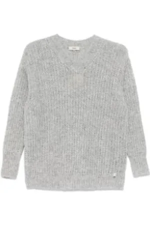 HERNO Strik, Dame, Grå, S, Diamant Grå V-hals Jersey Top
