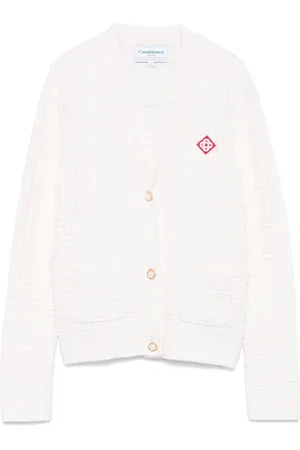 Casablanca Strik, Dame, Hvid, XS, Uld, Hvid Merino Cardigan med Knaplukning