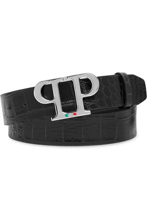 Philipp Plein Tilbehør, Herre, Sort, 105 CM, Uld, Stilfuldt læderbælte