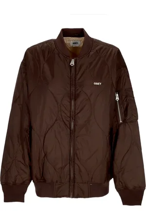 Obey Jakke, Dame, Brun, S, Uld, Quiltet Bomberjakke i Java