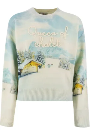 MC2 SAINT BARTH Strik, Dame, Flerfarvet, M, Cashmere, Vintermotiv cashmere-blend crew-neck jumper