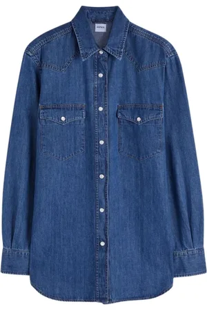 Aspesi Bluser & Skjorter, Dame, Blå, XS, Denim, Lang Denim Western Skjorte