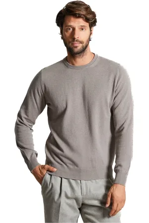 COLOMBO Strik, Herre, Grå, XL, Cashmere, Luksus Duegrå Cashmere Sweater