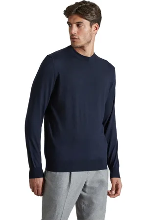 COLOMBO Strik, Herre, Blå, XS, Cashmere, Blå Cashmere Silke Sweater