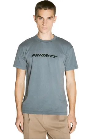 Eytys Top, Herre, Grå, L/XL, Bomuld, Front Tekst Print Crewneck T-Shirt