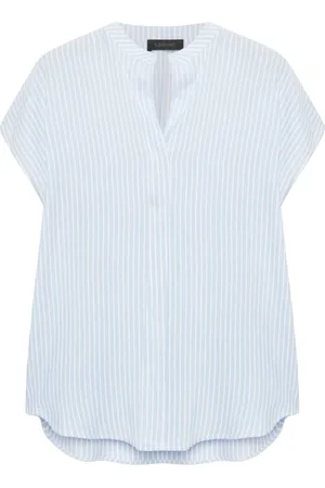 Elena Miro Bluser & Skjorter, Dame, Blå, 3XL, Uld, Stribet bluse