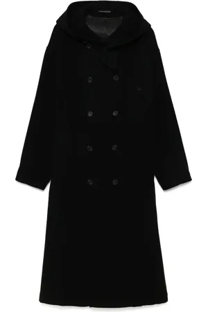 YOHJI YAMAMOTO Frakke, Herre, Sort, L, Uld, Sort Dobbeltbrystet Uldfrakke