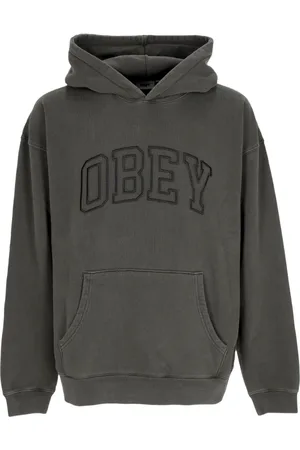 Obey Sweathshirts & Hoodies, Herre, Grå, L, Bomuld, Letvægts hættetrøje Pigment Pirate Black