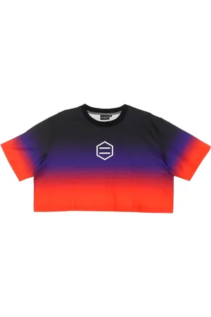 DOLLY NOIRE Top, Dame, Flerfarvet, S, Uld, Gradient Crop Top Kortærmet T-shirt