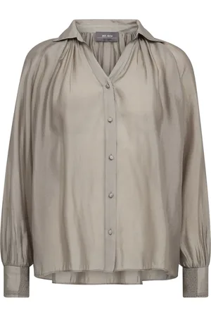 Mos Mosh Bluser & Skjorter, Dame, Grå, L, Polyester, Elegant Dove Skjorte med Puff Ærmer