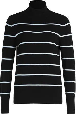 Betty Barclay Strik, Dame, Sort, 2XL, Stribet turtleneck sweater