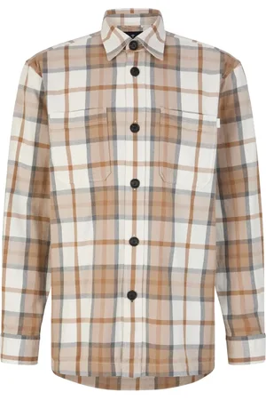 JOOP! Skjorte, Herre, , 2XL, Bomuld, Ternede bomuldsskjorte i lysebrune toner