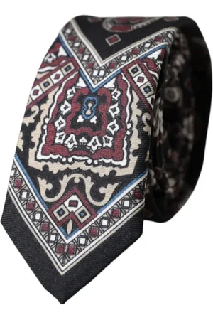 Dolce & Gabbana Tilbehør, Herre, Flerfarvet, ONE SIZE, Silket Slips med Ikoniske Logo Detaljer