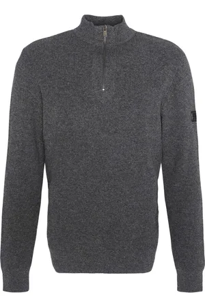Barbour Strik, Herre, Grå, L, Bomuld, Moderne Lynlås Sweater Kul Marl