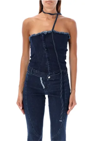 OTTOLINGER Top, Dame, Blå, M, Denim, Denim Tube Top Blå Raw Aw24