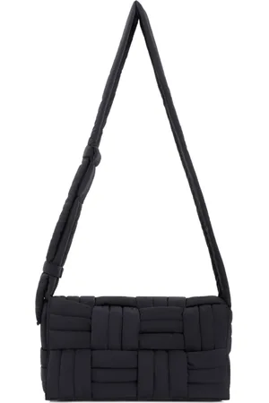 Bottega Veneta Taske, Herre, Sort, ONE SIZE, Uld, Sort Skuldertaske med Quiltet Design