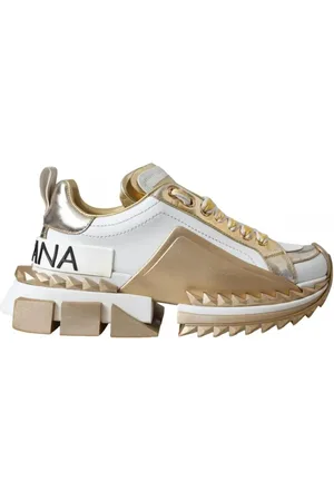 Dolce & Gabbana Sko, Dame, Flerfarvet, 35 EU, Uld, Hvide Guld Lave Top Sneakers Logo