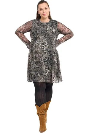 Pont Neuf Kjole, Dame, Sort, L, Polyester, Mønstret Janine Kjole til Kvinder