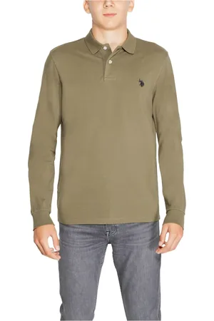 U.S. Polo Assn. Top, Herre, Grøn, M, Bomuld, Grøn Langærmet Polo Skjorte Mænd