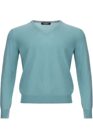 Gran Sasso Strik, Herre, Blå, L, Cashmere, Turkis Cashmere Elegance Sweater