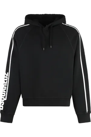 Dsquared2 Sweathshirts & Hoodies, Herre, Sort, XL, Bomuld, Bomuldshættetrøje med Raglanærmer