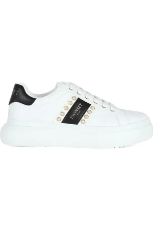 Twin-Set Sko, Dame, Hvid, 36 EU, Læder, Eco-læder Sneakers med Dekorative Detaljer