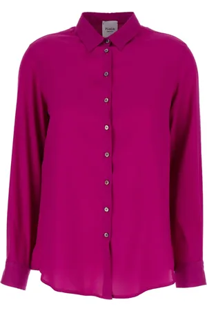 Plaîn Units Bluser & Skjorter, Dame, Lyserød, 2XL, Satin, Fuchsia Satin Classic Krave Skjorte
