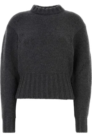 Alexander McQueen Strik, Dame, Grå, S, Uld, Mørk Grå Uldbluse
