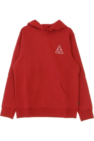 Huf Sweathshirts & Hoodies, Herre, Rød, XL, Bomuld, Rød hættetrøje med snøre hætte
