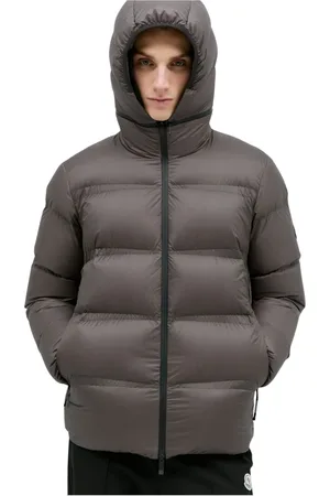 Moncler Jakke, Herre, Brun, S, Uld, Ripstop Dunjakke med Aftagelig Hætte