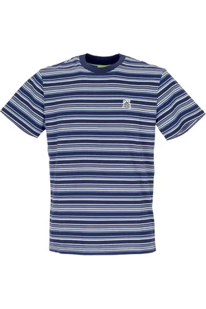 Huf Top, Herre, Blå, L, Bomuld, Stribet Strik Top Indigo Herre T-Shirt