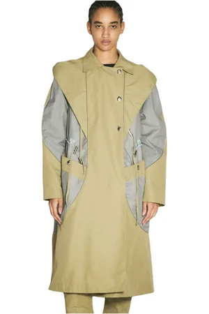 Kiko Kostadinov Frakke, Dame, Grøn, XS, Bomuld, Kontrastpanel Hættetrøje Trenchcoat