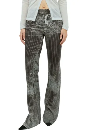 Diesel Bukser, Dame, Grå, XS, Denim, Grafisk Print Stretch Bukser